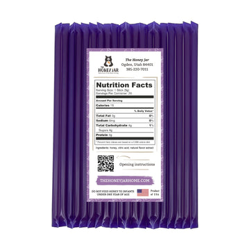The Honey Jar Blackberry Flavored Raw Honey Sticks - Pure Honey Straws For Tea, Coffee, Or A Healthy Treat - One Teaspoon Of Fla