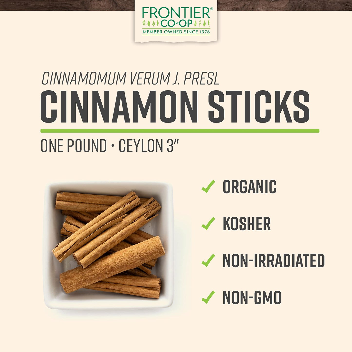 Frontier Co-Op Organic Ceylon Cinnamon Sticks 3 1Lb - Bulk Cinnamon Sticks For Crafts, Drinks, Holiday Recipes, Cinnamon Powder And More
