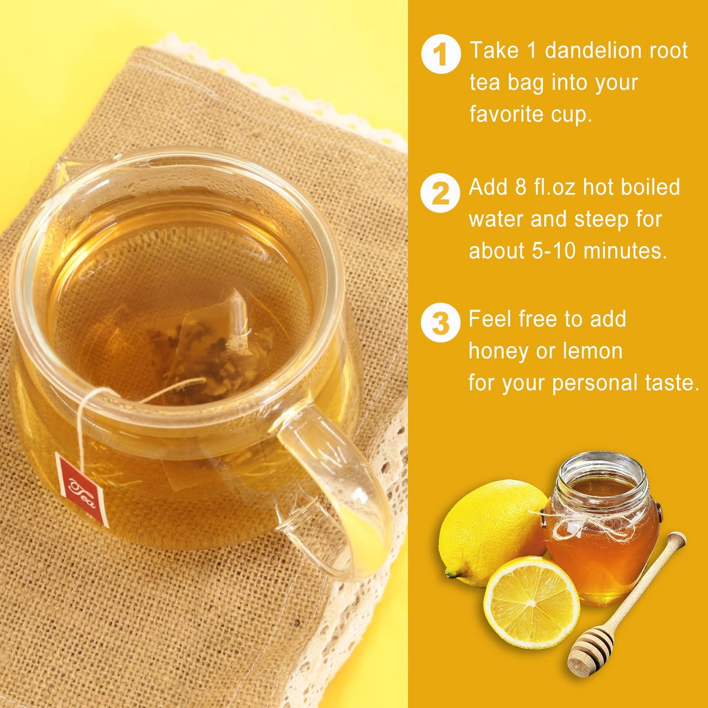 Jarteela Dandelion Root Tea - Caffeine-Free, Non-GMO - 50 Count Pyramid Bags