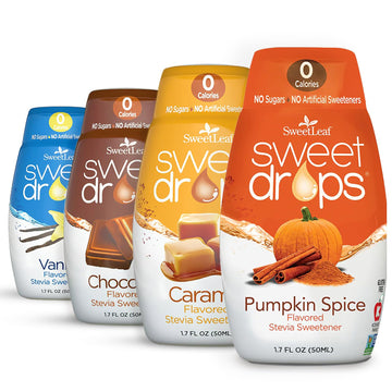 Sweetleaf Sweet Drops - Stevia Liquid Variety Pack, Chocolate, Caramel, Vanilla, Pumpkin Spice, Sugar-Free Coffee Syrup Alternat