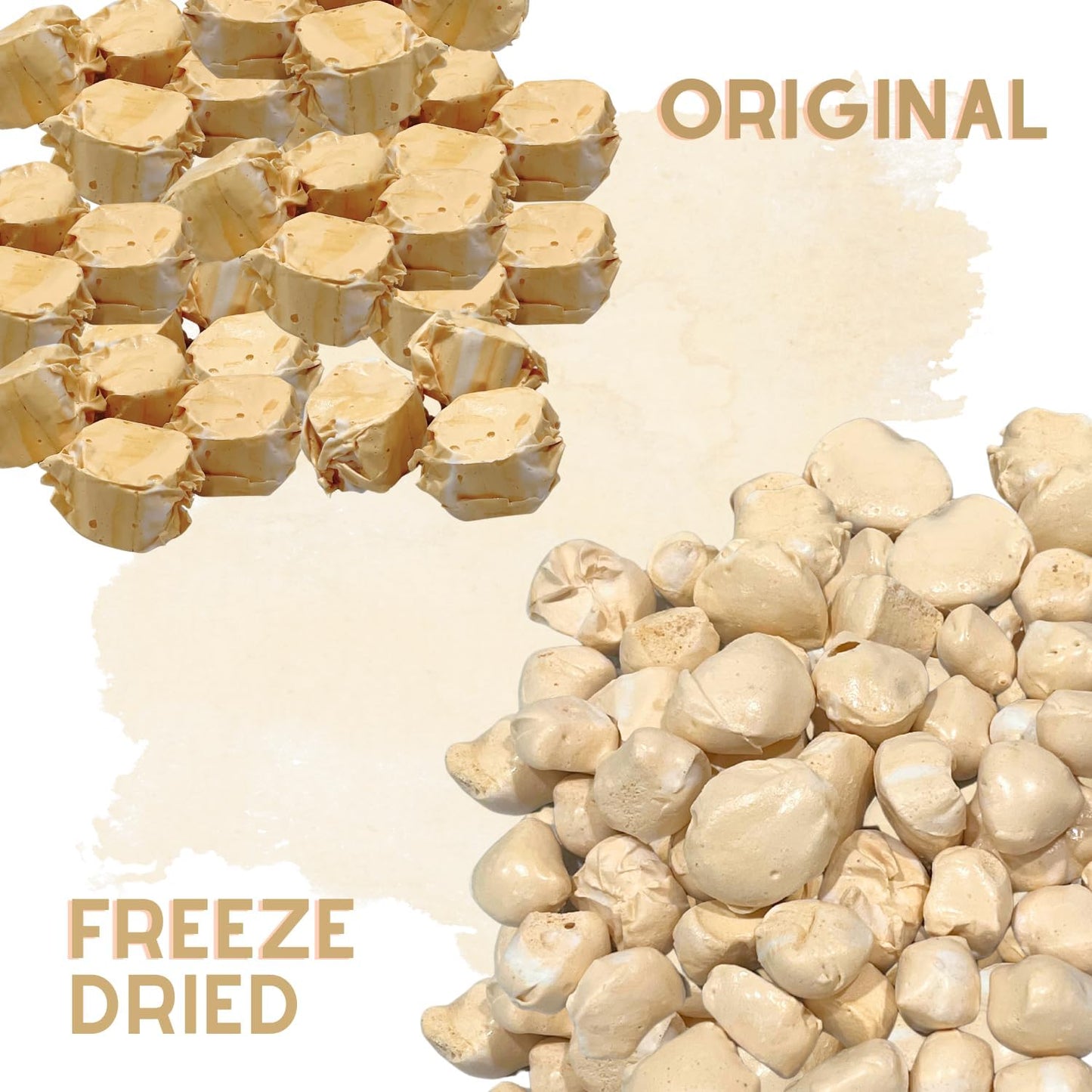 Airmont Farm Freeze-Dried Candy Salt Water Taffy - Butterscotch - 2 oz - Bite-Sized Pieces - Crunchy Snack