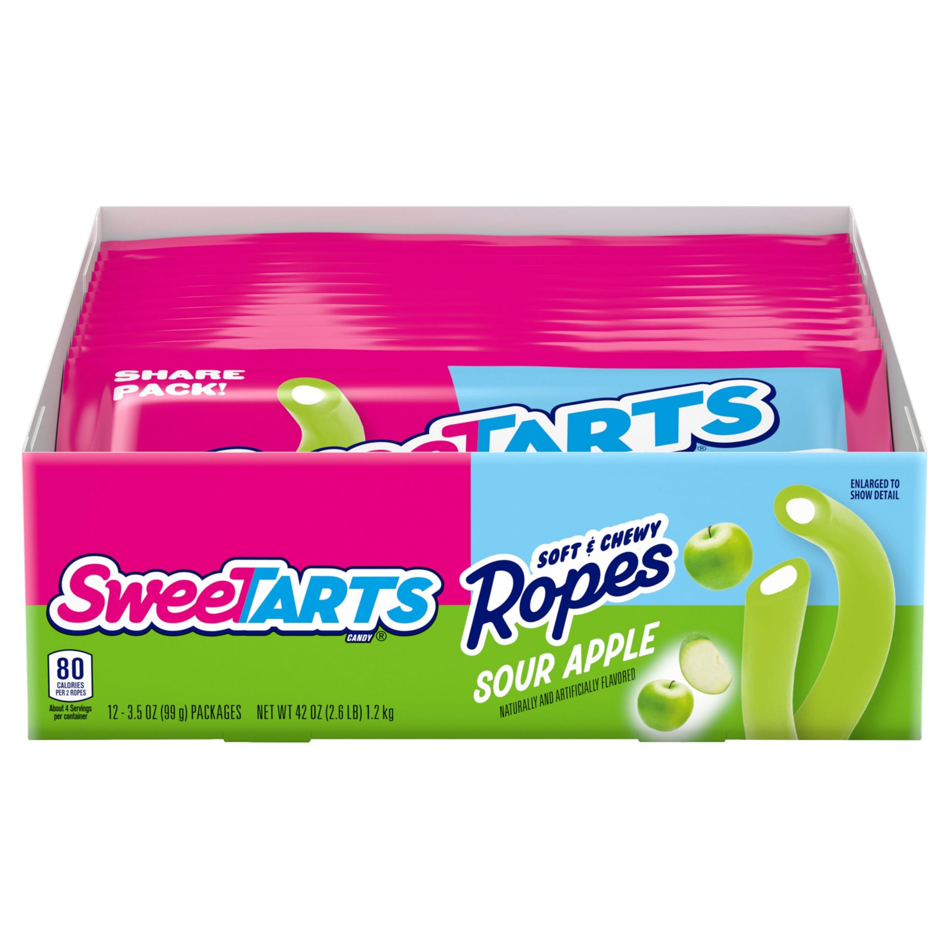 Sweetarts Ropes, Candy, Sour Apple, Soft And Chewy, 3.5 Oz (Pack Of 12)