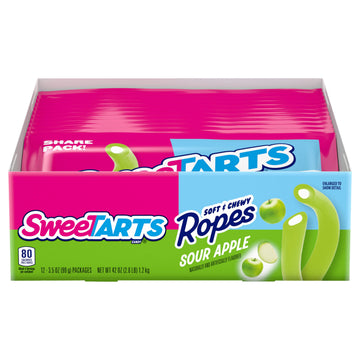 Sweetarts Ropes, Candy, Sour Apple, Soft And Chewy, 3.5 Oz (Pack Of 12)