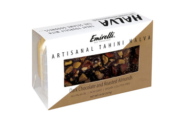 Emirelli Halva Dessert - Vegan Dark Chocolate Roasted Almonds Flavor - 8 Ounce