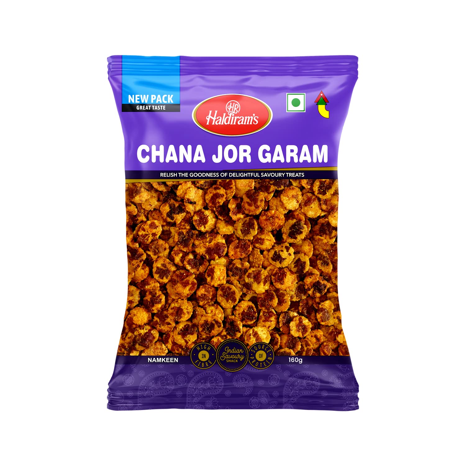 Haldirams Chana Jor Garam | Namkeen | Spicy Chickpeas With Other Snack Ingredients | Contains No Msg | Zero Cholesterol, Trans F