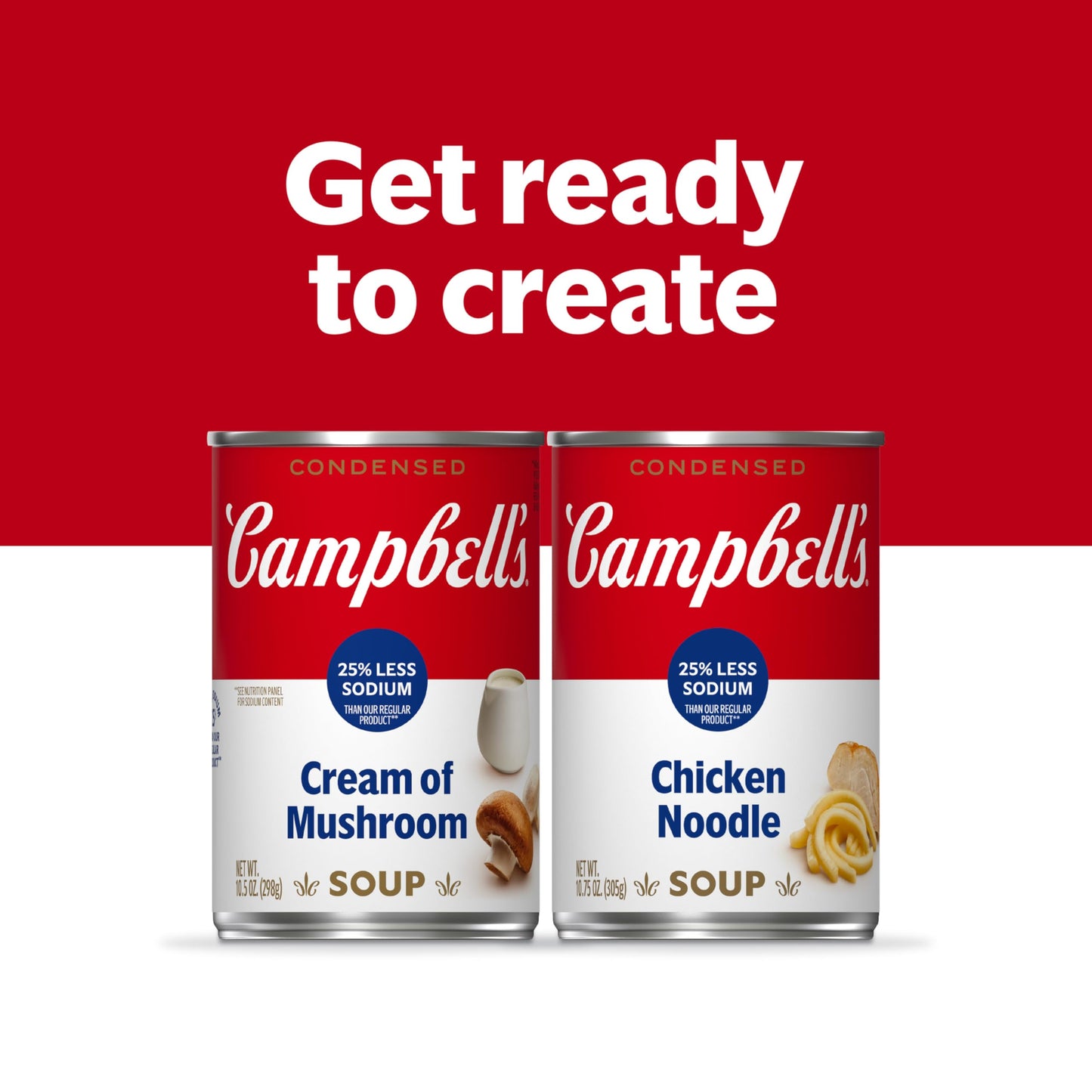 Campbells Condensed 25% Less Sodium Chicken Noodle Soup, 10.75 Ounce Can (Pack of 4)