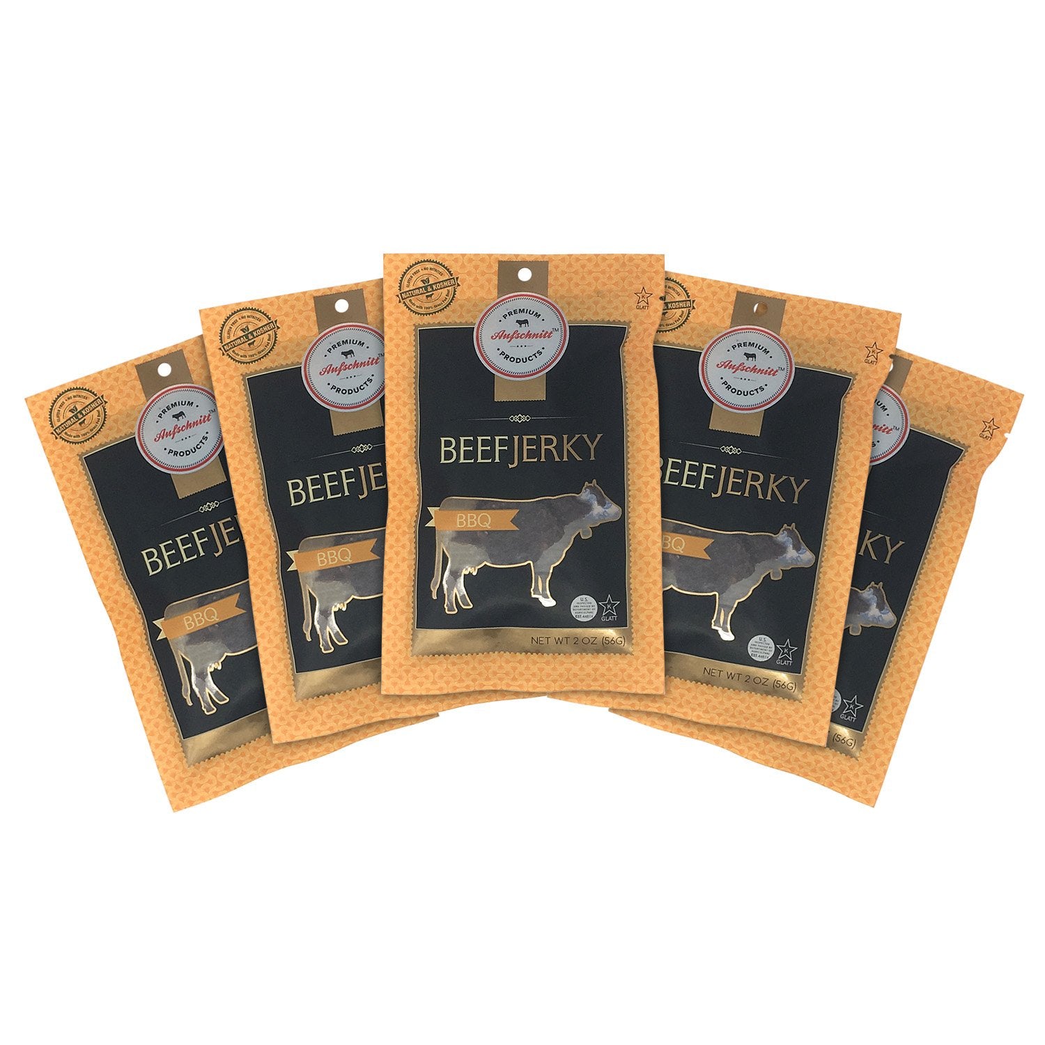 Aufschnitt Grass Fed Beef Jerky - Low Sodium, Certified Kosher - Halal And Keto Friendly - 5 Pack, Bbq
