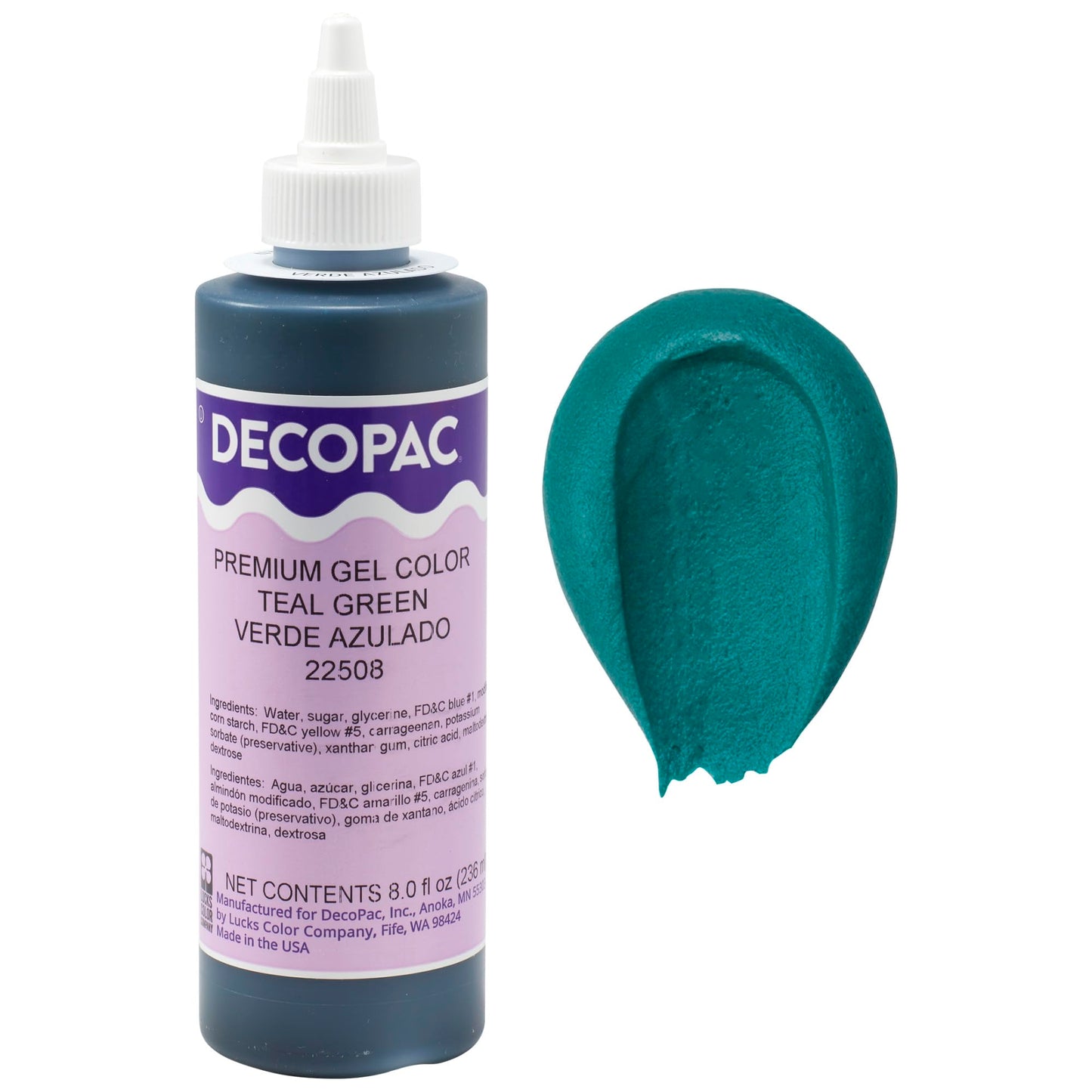 Decopac Premium Gel Food Color, Edible Coloring For Use With Buttercream Or Whipped Icing, Fondant & Piping Gel, Highly Concentrated Gel, 8Oz - Teal Green