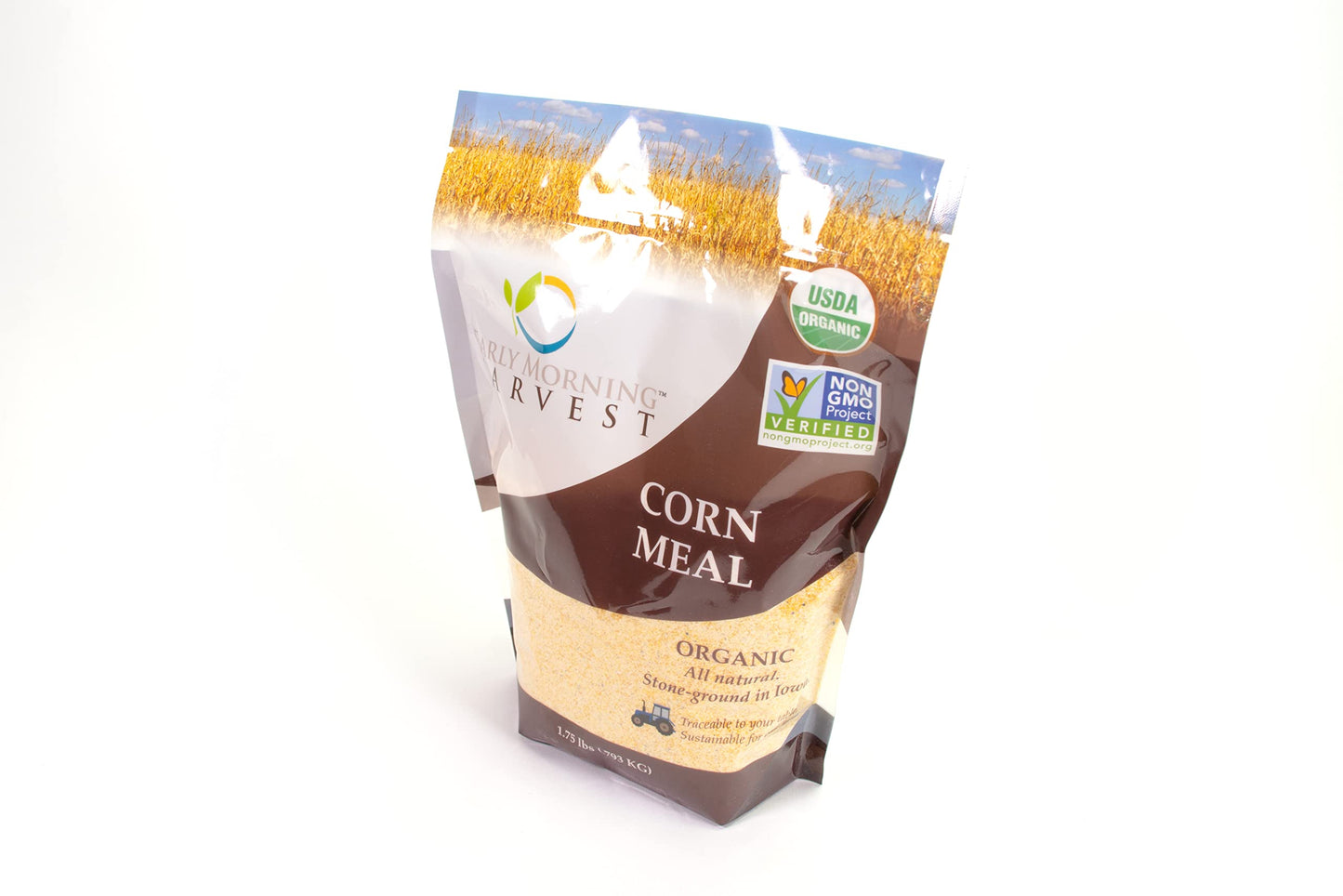 Early Morning Harvest Organic Corn Meal - Non-GMO Yellow Corn, Stone Ground, 64 Ounce (Pack of 1)