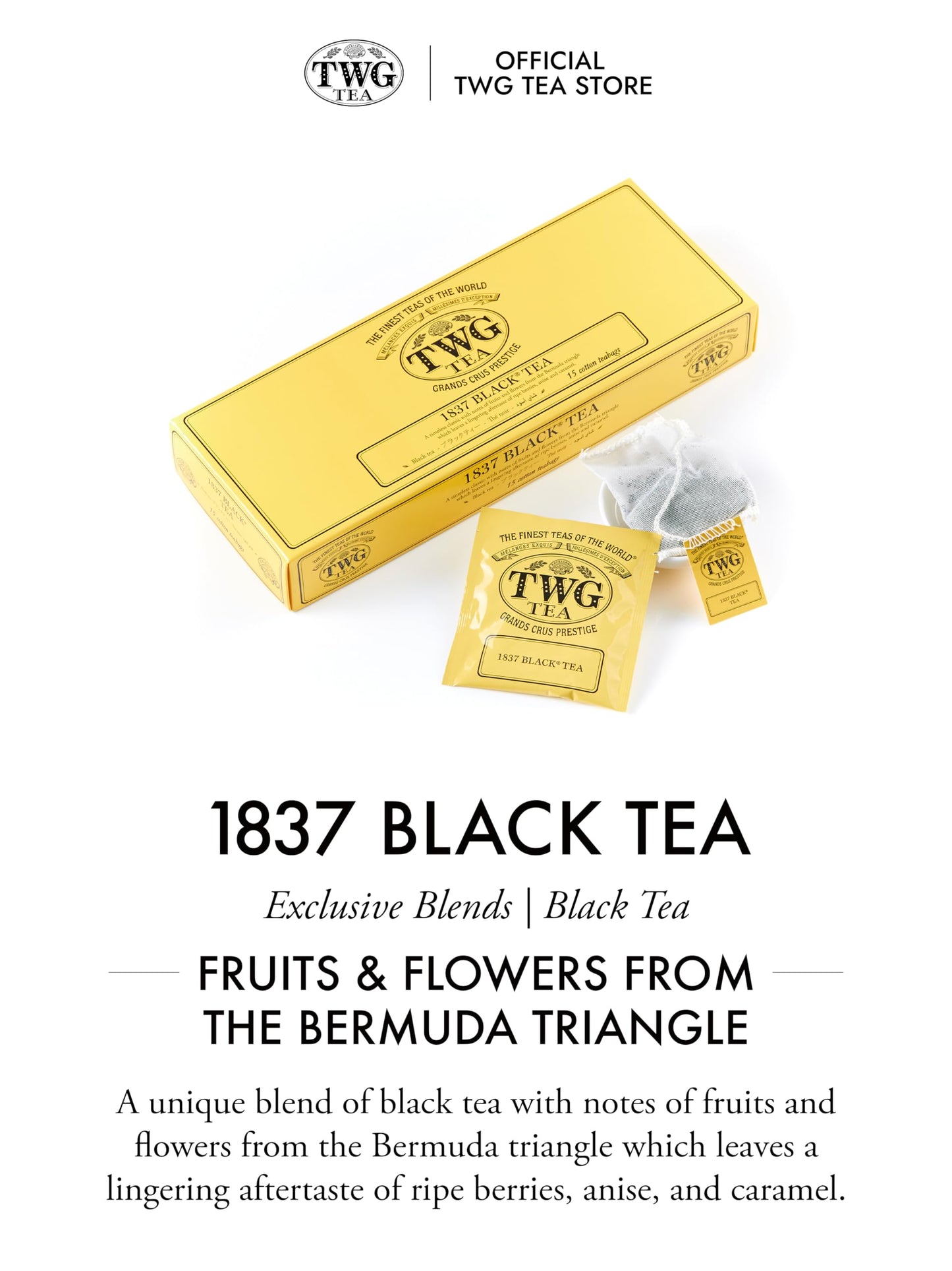 Twg Tea | 1837 Black Tea | Black Tea | Fruits & Flowers | 15 Hand Sewn Cotton Tea Bags | Gift Set