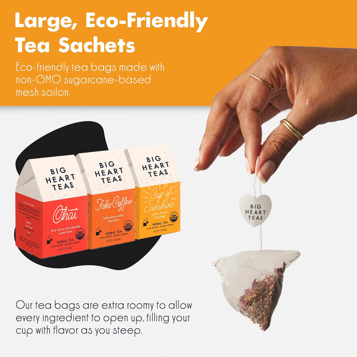 Big Heart Tea Co. Spicy Tea Bags Gift Set - Certified Organic, Ayurvedic Herbal Tea - Small Batch Ground Herbs, Spices In Zero P