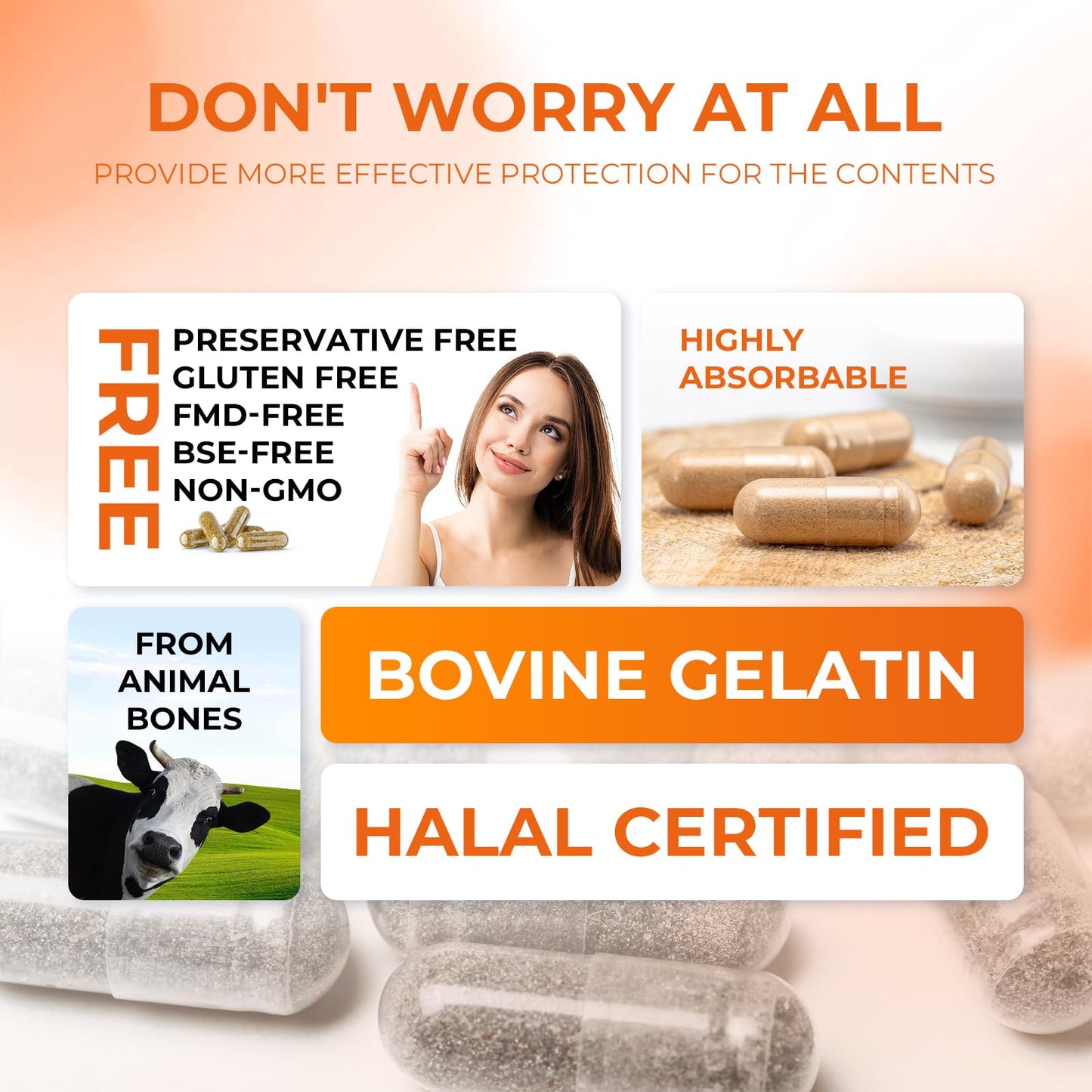 Angtai JN Gelatin compact pieces Size 00 - Empty Pill Gel Caps, 500 Count, Gluten Free, Non-GMO, Halal Certified
