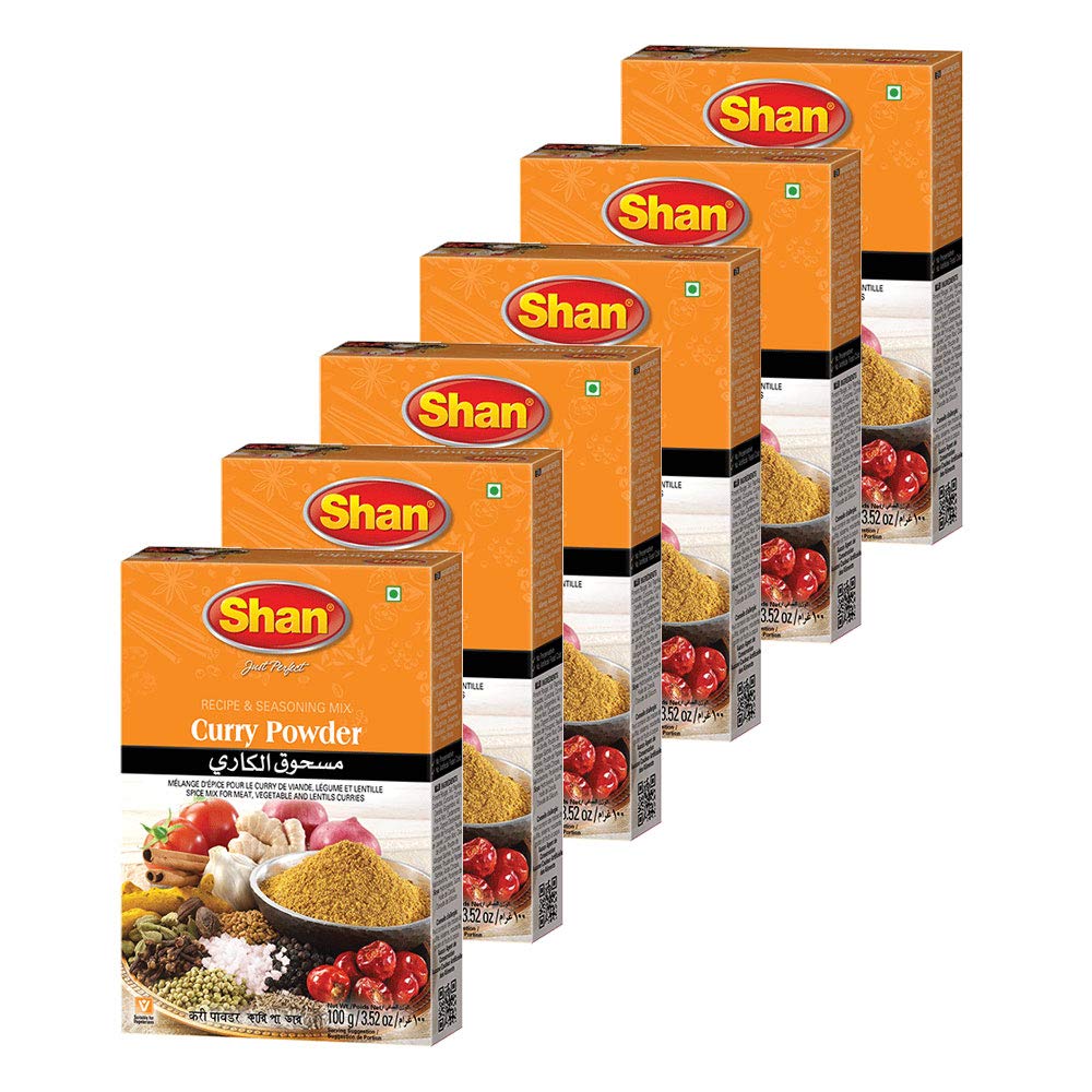 Shan Curry Powder Mix, Authentic Indian Spice Blend, Vegan, 3.52 oz (Pack of 6)