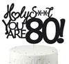 80 Cake Toppers, 80 Birthday Cake Toppers-Black Glitter, Funny 80th Cake Topper for Men For Women, 80th birthday decorations,80t