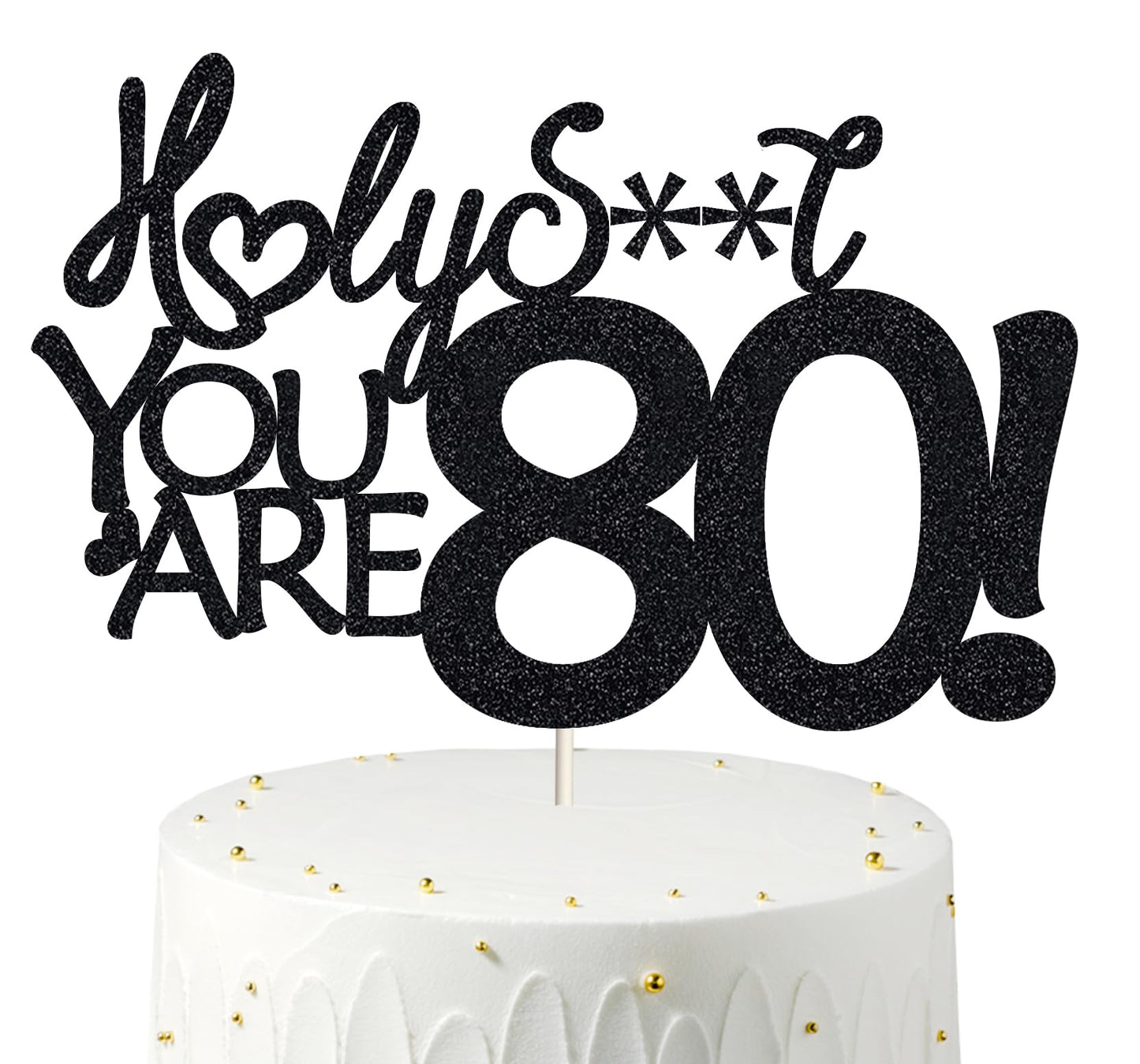80 Cake Toppers, 80 Birthday Cake Toppers-Black Glitter, Funny 80th Cake Topper for Men For Women, 80th birthday decorations,80t