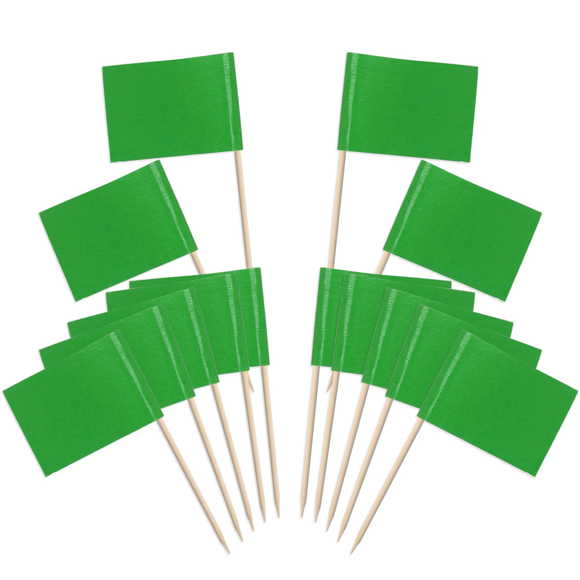 Rsstarxi Mini Green Flag Cupcake Toppers - 100 Pack, Paper, Race Car Theme Decorations