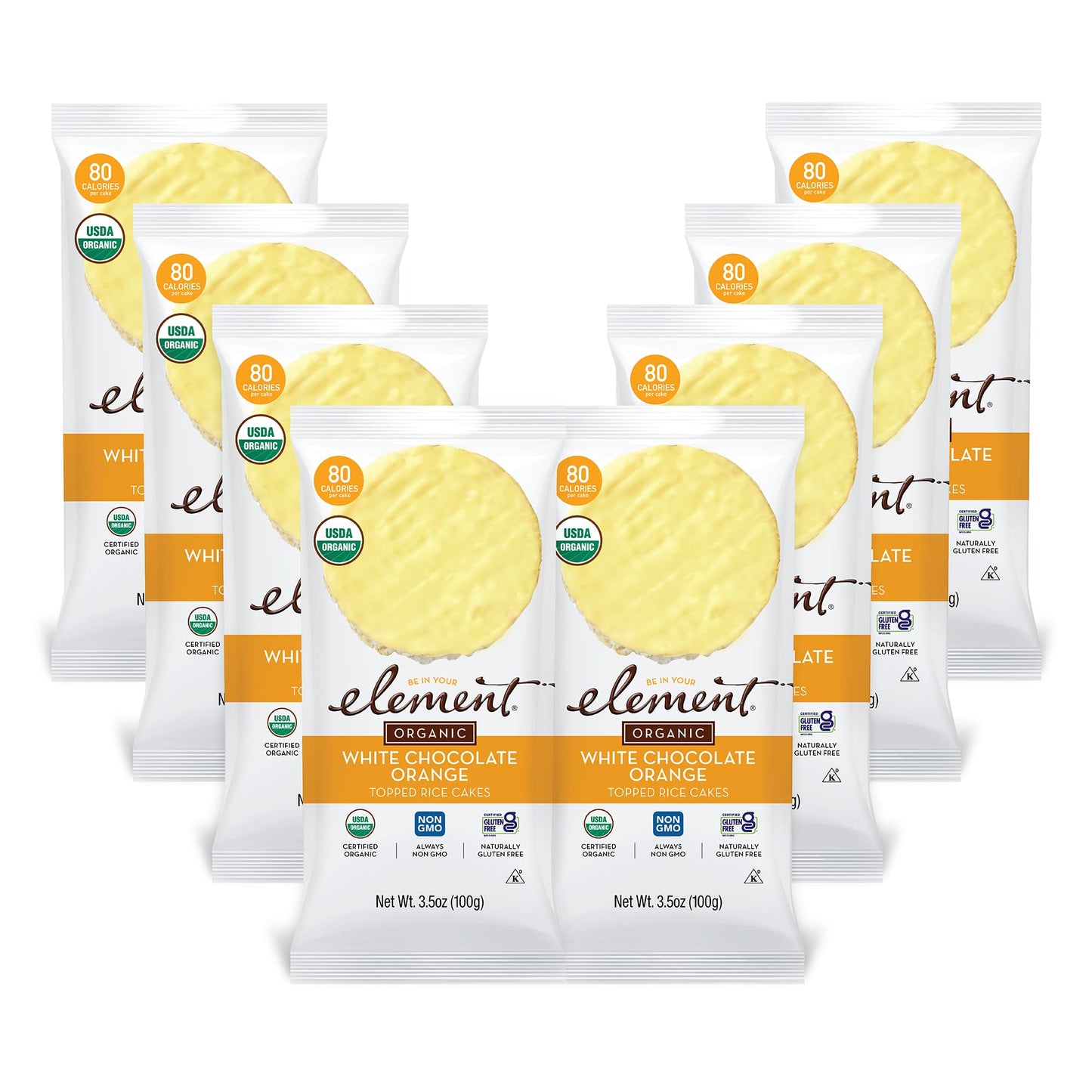 ELEMENT White Chocolate Orange Rice Cakes, All-Natural, Non-GMO, Gluten-Free, 3.5 Ounce (Pack of 8)