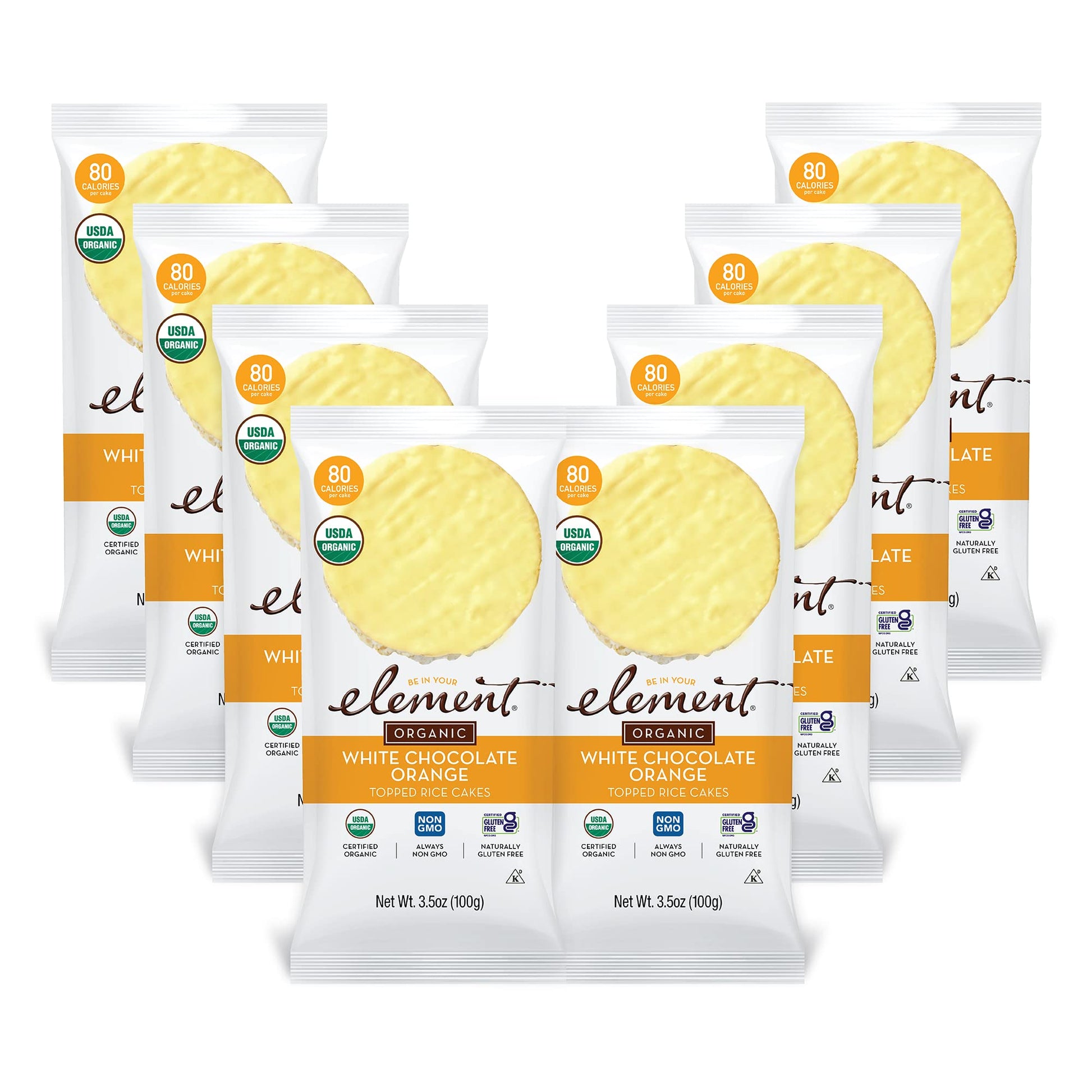 ELEMENT White Chocolate Orange Rice Cakes, All-Natural, Non-GMO, Gluten-Free, 3.5 Ounce (Pack of 8)