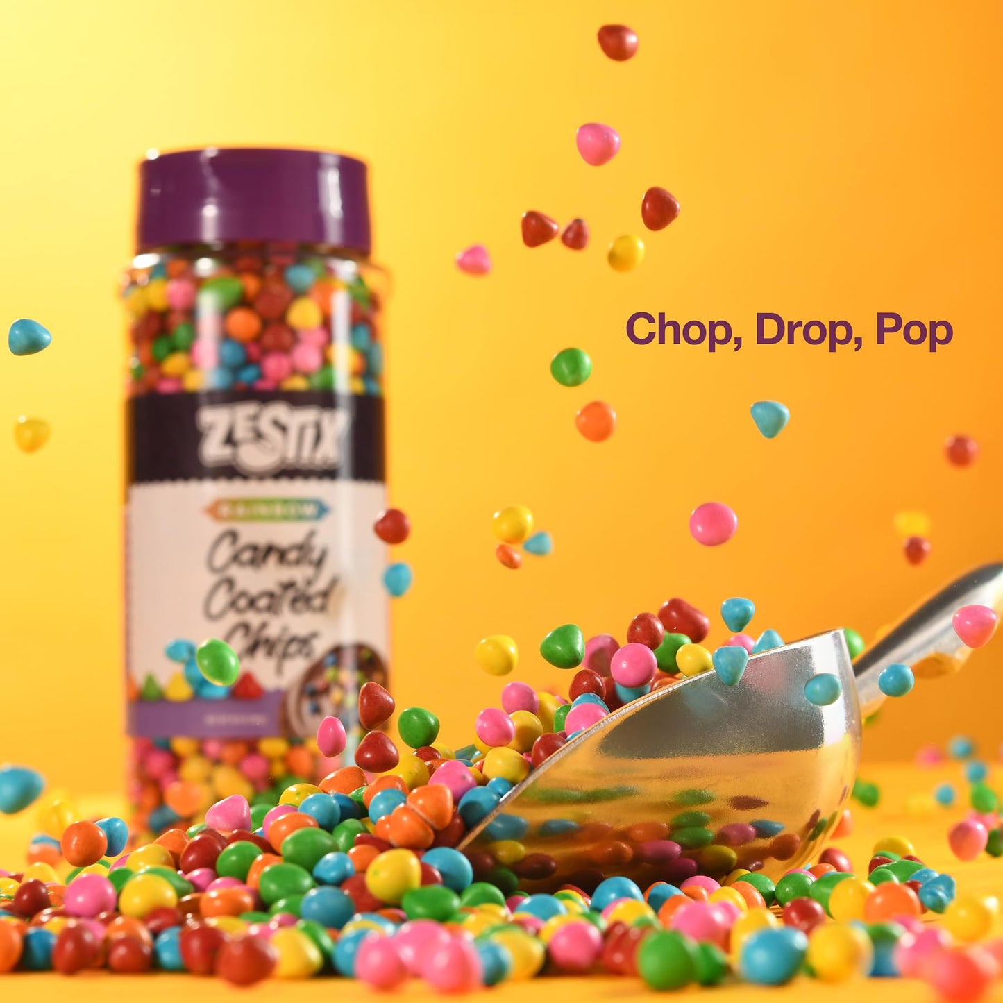 Rainbow Candy Coated Chips - 10oz (283g) Resealable Bottle - Colorful Candy-Shell Chocolate Chips for Baking, Decorating, Cookie