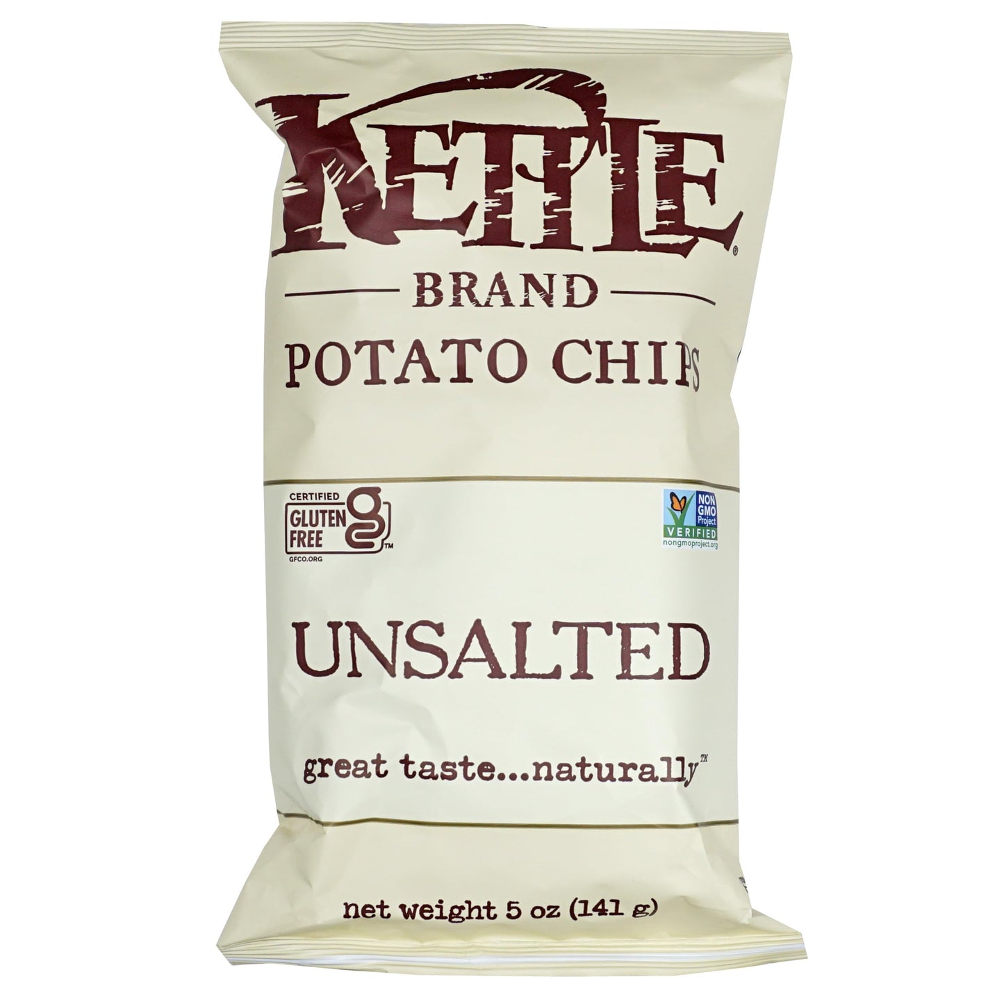 Kettle Potato Chips Unsalted  5 Ounce (Pack of 3)