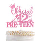 YCTHUNFISH 12th Birthday Cake Topper - Glitter Bamboo Decoration - Pink