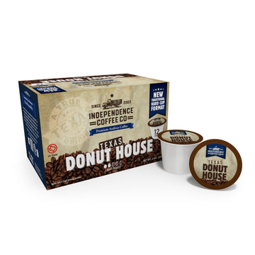 Independence Coffee Co. Texas Donut House, Light Roast, Single Serve Coffee K Cup Pods, 12 Count
