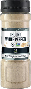 Soeos Ground White Pepper  4 Oz  Non-Gmo  Kosher Certified  Fresh  Aromatic And All-Natural  White Peppercorns Powder  Perfect For Barbecue  Stir-Fry  Soup