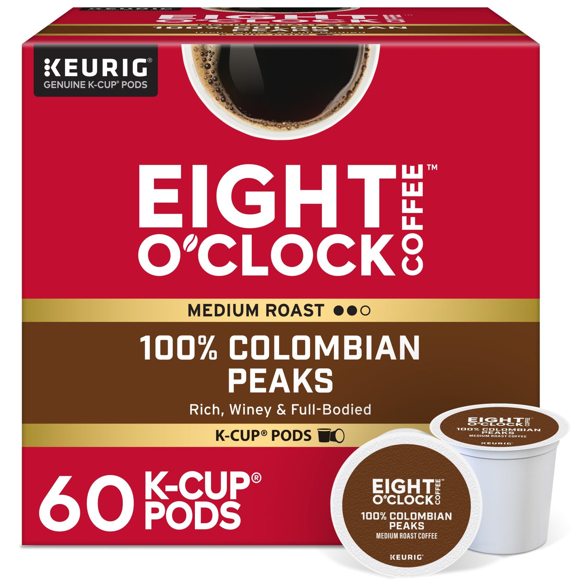 Eight OClock Coffee Colombian Peaks Keurig Single-Serve K-Cup Pods  Medium Roast Coffee  60 Count