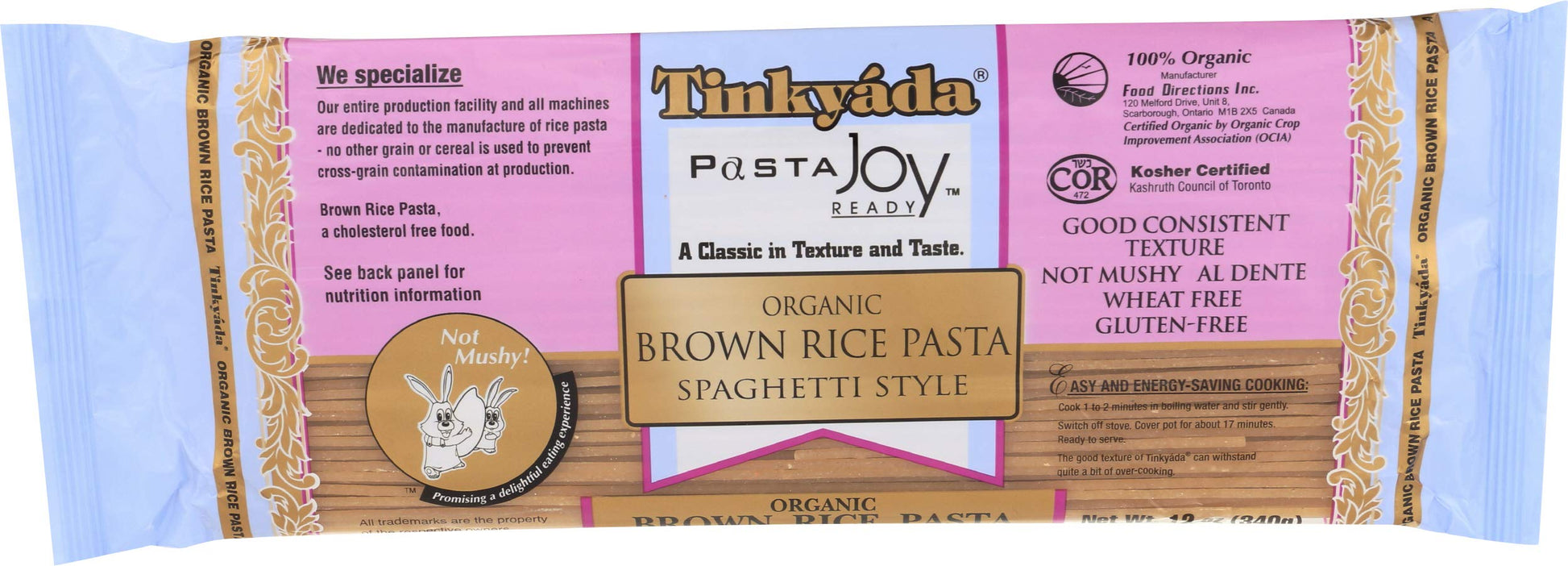Organic Brown Rice Pasta Spaghetti Style 12 Ounce Pkg