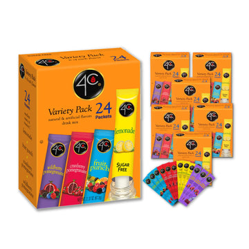 4C Powder Drink Mix Packets, Variety, 24 Count, Singles Stix On The Go, Refreshing Sugar Free Water Flavorings (2.37 Ounce (Pack Of 6))