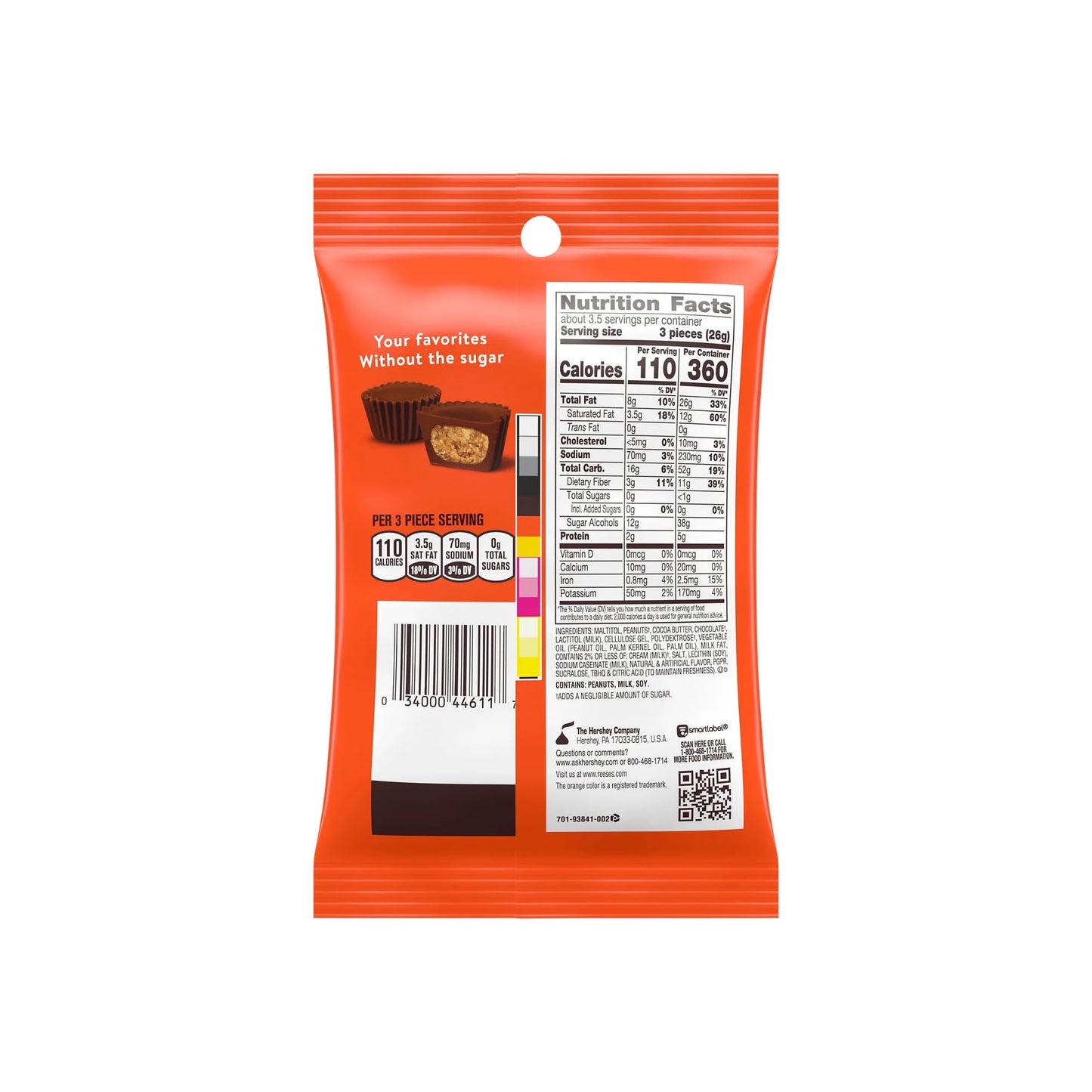 Reeses Zero Sugar Miniature Cups - Chocolate Candy & Peanut Butter - Pack of 3 - Full Size