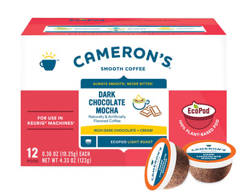 Cameron'S Coffee Dark Chocolate Mocha Flavored Single-Serve Pods, Light Roast, 100% Arabica, 12-Count (Pack Of 6)