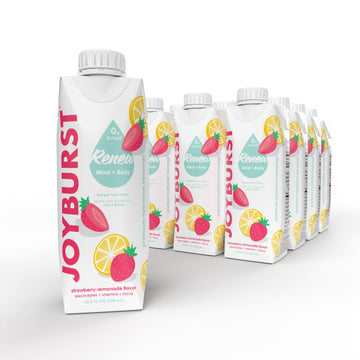 JOYBURST Sugar Free Electrolyte Water, Zero Calorie Hydration Drink, Strawberry-Lemonade, 12 Pack, Eco-friendly Tetra Pak