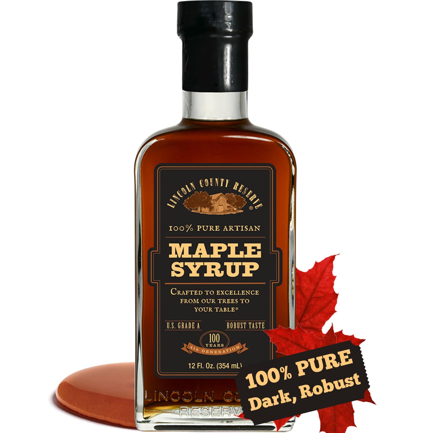 Pure Maple Syrup, 12 Oz Glass Bottle, Grade A Dark, Robust, Bold Flavor, (Known As Grade B) Artisan Maple Syrup Gift, Usa Made B