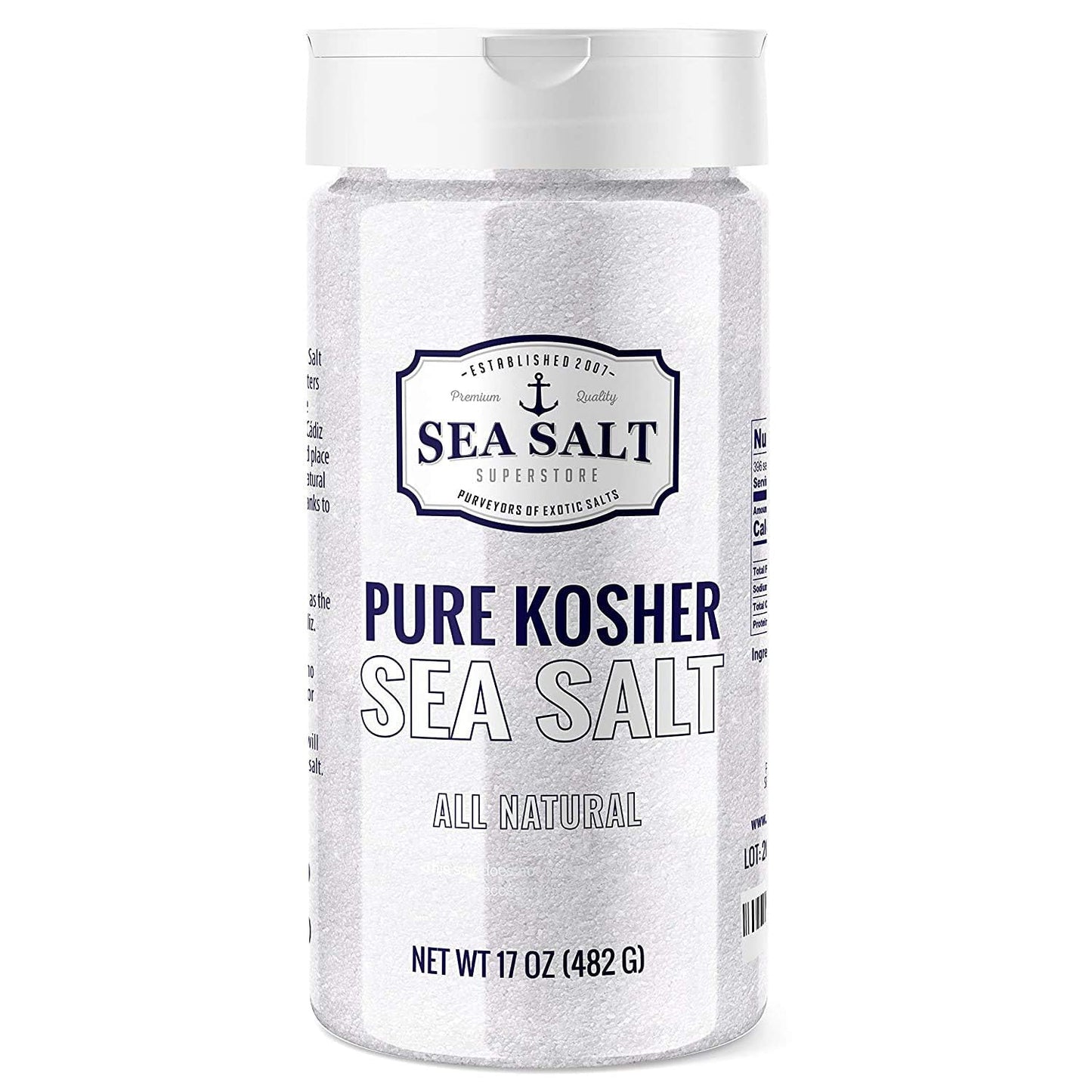 Sea Salt Superstore Kosher Sea Salt, Coarse Grain, Non-Iodized, Gluten Free, 16 Ounce Shaker