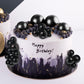 Yulejo 38 Pieces Ball Cake Decorations Set, Acrylic Cupcake Picks, Number 0-9, Black, Model Yulejo-Cake Topper-08