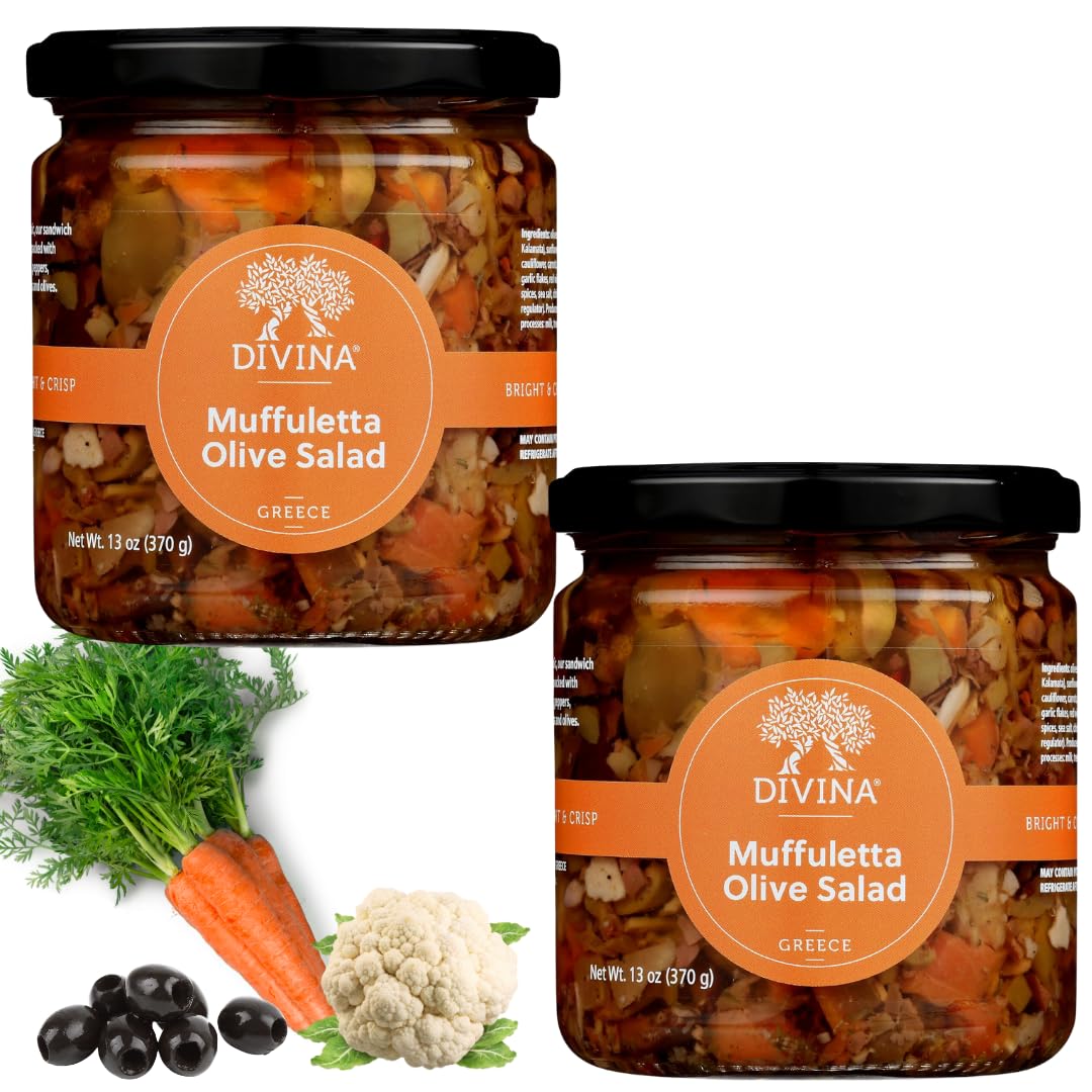 Divina Muffuletta Olive Salad, 13 OZ, 2-Pack, Perfect for Sandwiches and Salads