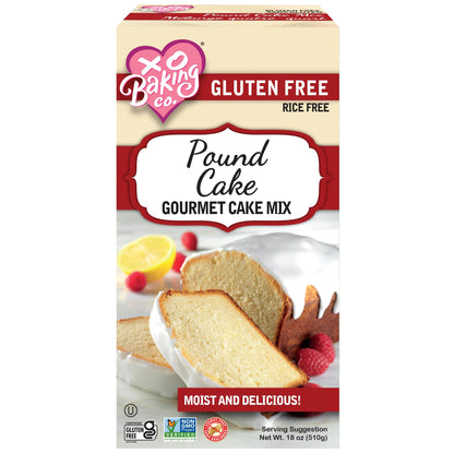 XO Baking Co. Gluten Free Pound Cake Gourmet Cake Mix; Non-GMO; Kosher; Rice Free; Soy Free; Dairy Free; Peanut Free; No Preserv