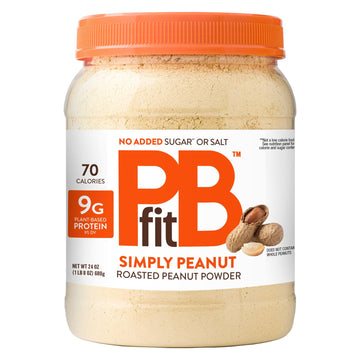 Pbfit 24 Ounce Simply Peanut Powdered Peanut Powder, No Added Sugar Or Salt, Non-Gmo, Plant-Based, Gluten-Free Protein Powder, 9
