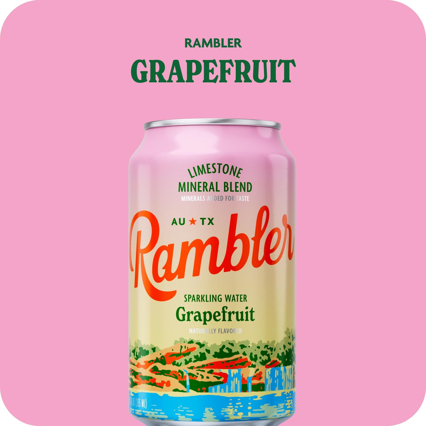 RAMBLER G fruit Sparkling Water, 12-Ounce Cans, Pack of 24, Texas Limestone Filtered