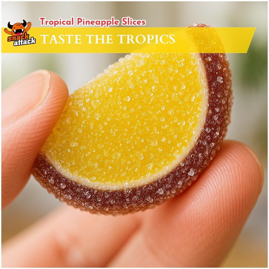 Snack Attack Gummy Candy Pineapple Fruit Slices Chewy   3lb Bag