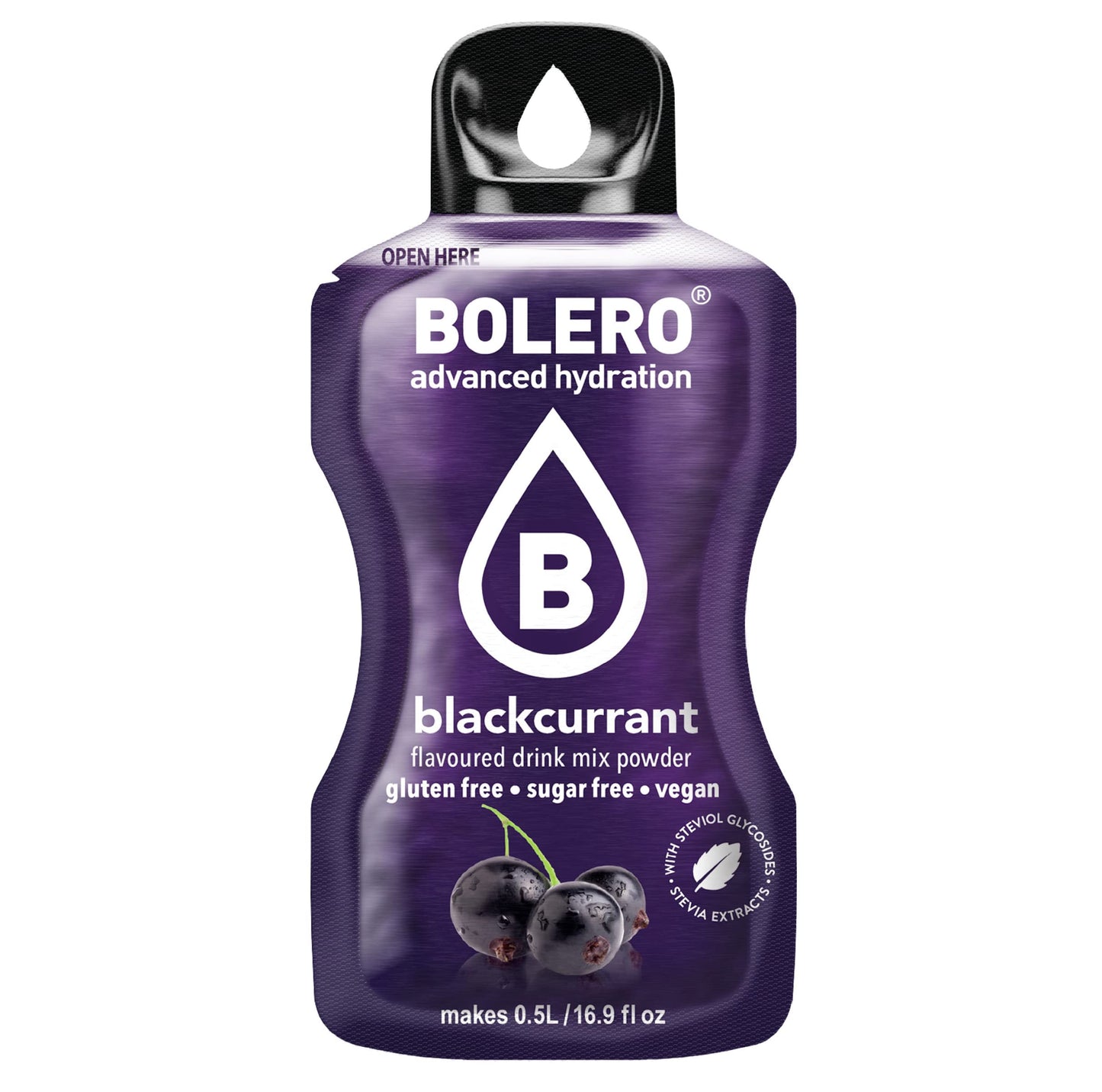 Bolero- Sugar Free Drink Mix Packets Black Currant Fruit Flavors | Powdered Flavored Water Packets | 36 Small Sachet On The Go P