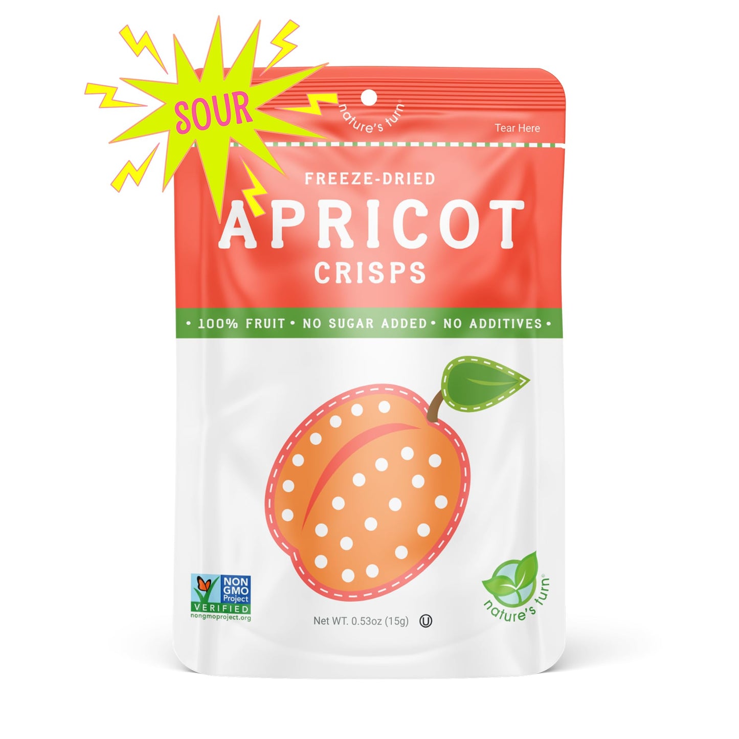 Natures Turn Freeze-Dried Fruit Snacks, Sour Apricot Crisps, Pack Of 12 (0.53 Oz Each)