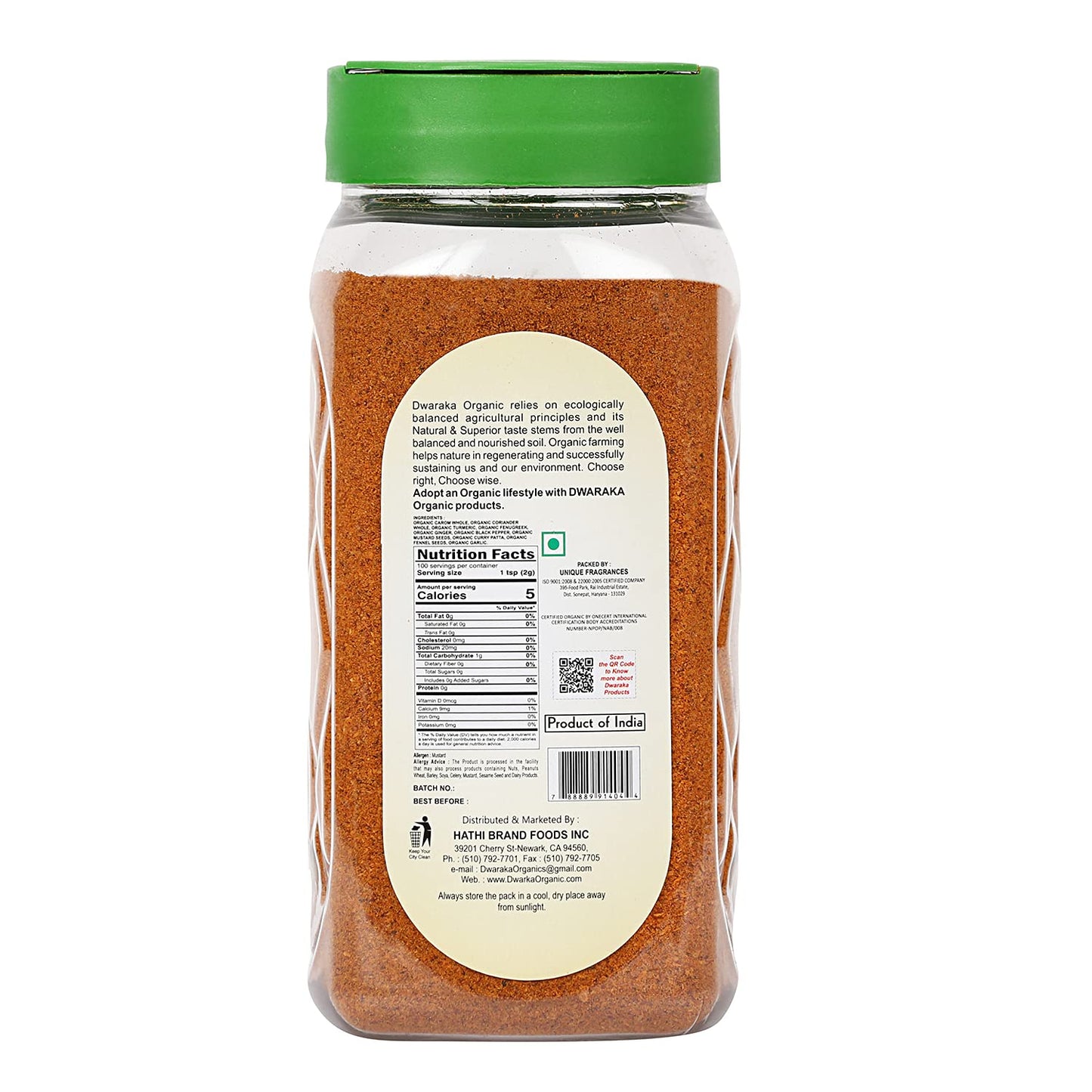 Dwaraka Organic - Curry Powder Mild, 7oz, Healthy, Organic, Non GMO, All Natural