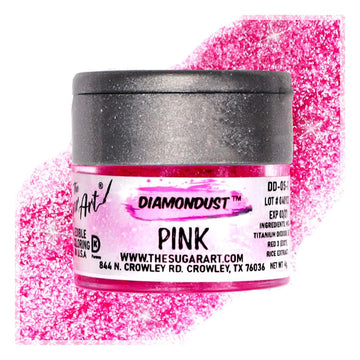 Pink Edible Glitter For Drinks, Cocktails, Cake Decorating, Strawberries, Chocolates & More | No Taste | 4G | 100% Food-Safe | Kosher, Vegan, Gluten & Nut Free | Diamondust By The Sugar Art