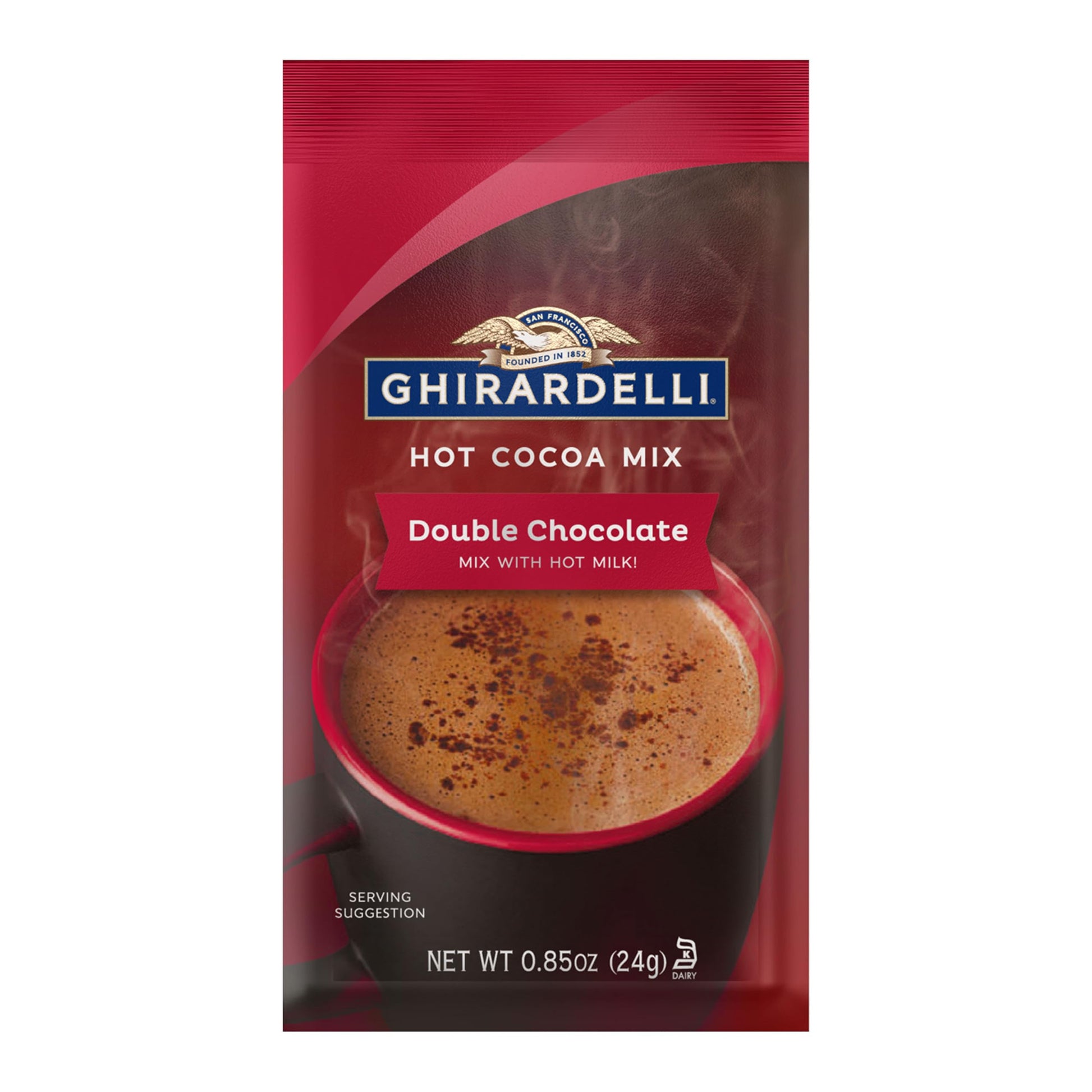 Ghirardelli Hot Cocoa Mix, Double Chocolate, 0.85 Ounce Packets, Pack of 10, Rich Brown