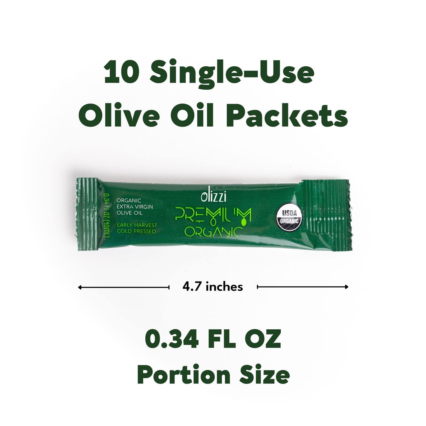 Olizzi Premium Organic Extra Virgin Olive Oil Packets, Cold Pressed, USDA Organic, 10 Individual Packs