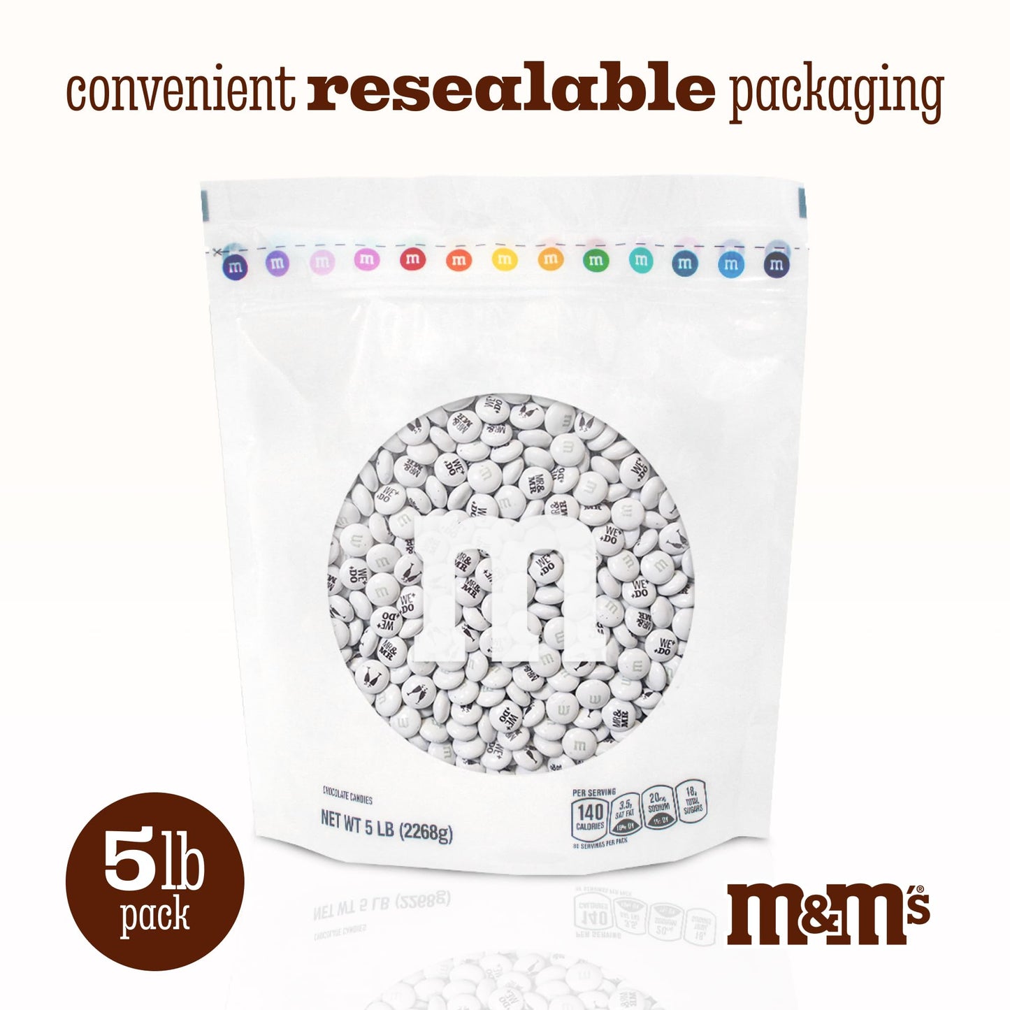 M&MS WORLD Mr. and Mr.  Milk Chocolate Candy  5 lbs Bulk Candy for Wedding Decorations  Unique Favors  or Cake Topper