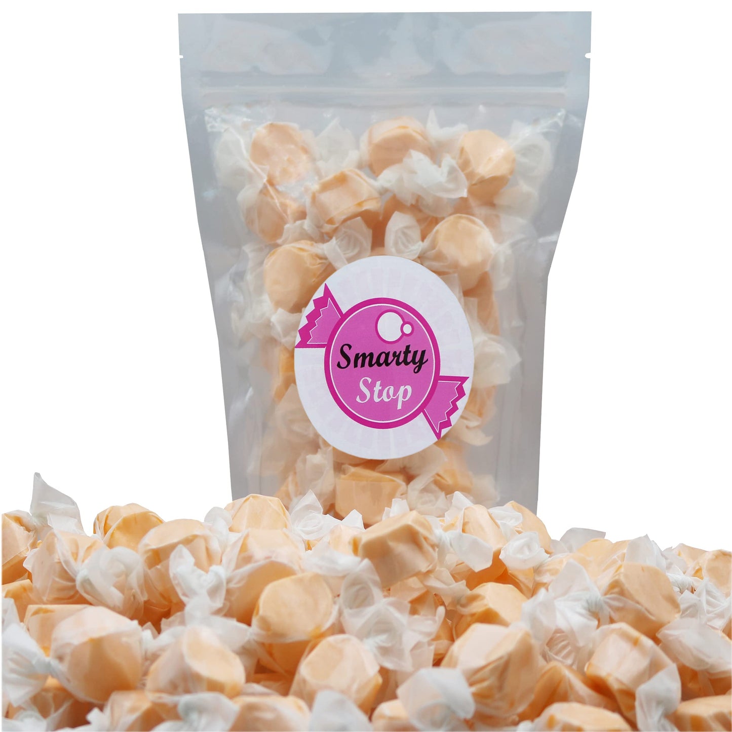 Gourmet Soft And Chewy Salt Water Taffy Candies - Individually Wrapped - Bulk Bags (Tangerine, 2 Pound (Pack Of 1))