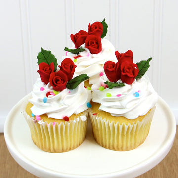 Global Sugar Art Rosebud Deep Red Unwired Sugar Cake Flowers,Tiny, 36 Count by Chef Alan Tetreault